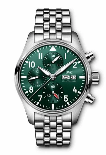 IWC Pilot's Watch Chronograph 41 Stainless Steel / Green / Bracelet IW3881-04 (IW388104)